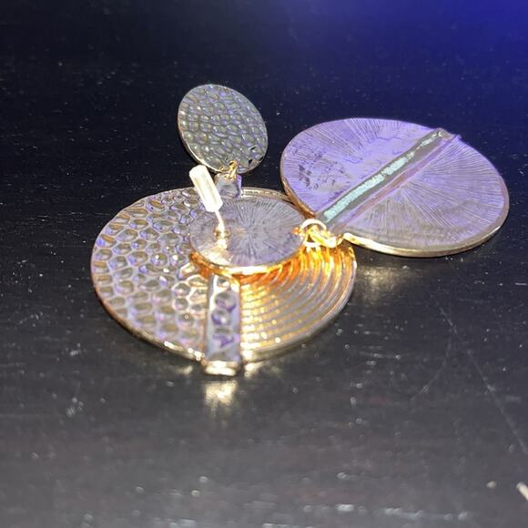 HOT✨ Round Gold Textured Statement Earrings - Picture 6 of 6